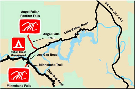 Angel Falls and Panther Falls Map