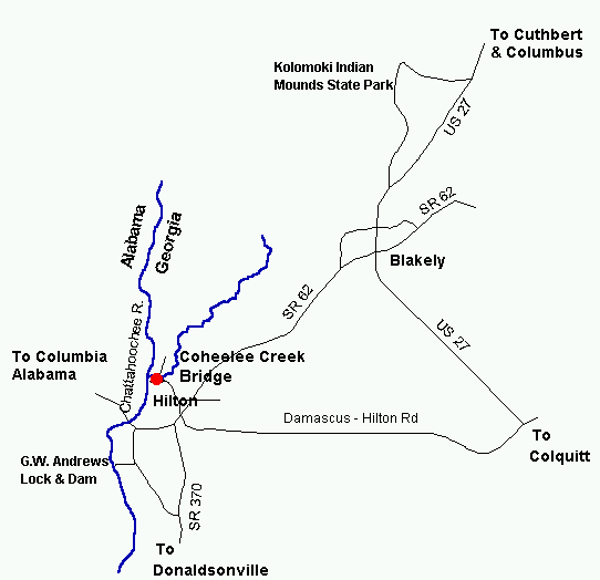Coheelee Creek Covered Bridge Map