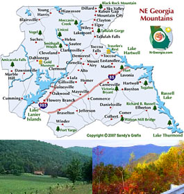 NE Georgia Mountains Travel Region Map