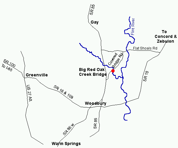 Red Oak Creek Covered Bridge Map