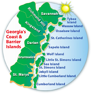 Map Of The Georgia Coast Georgia Coast, Barrier Islands | .n georgia.com