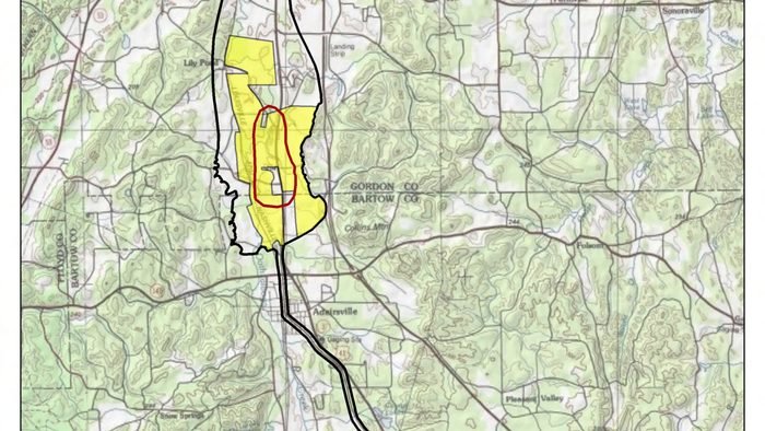National Register boundary map of the Adairsville battlefield, Bartow County, Georgia