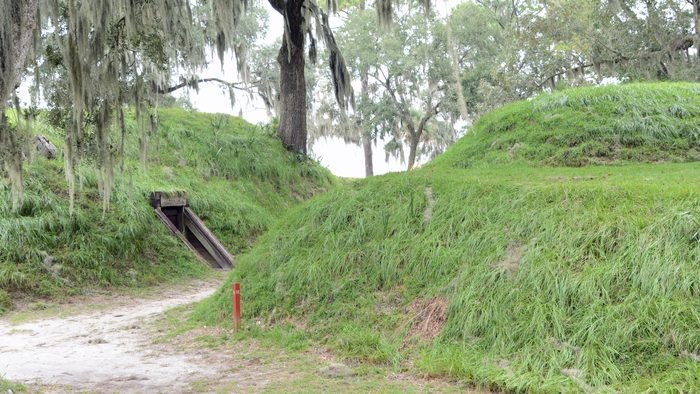 The preserved earthworks at Fort McAllister State Historic Park, Georgia