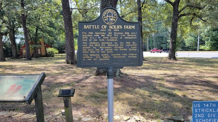 Georgia historical marker for the Battle of Kolb's Farm near Marietta